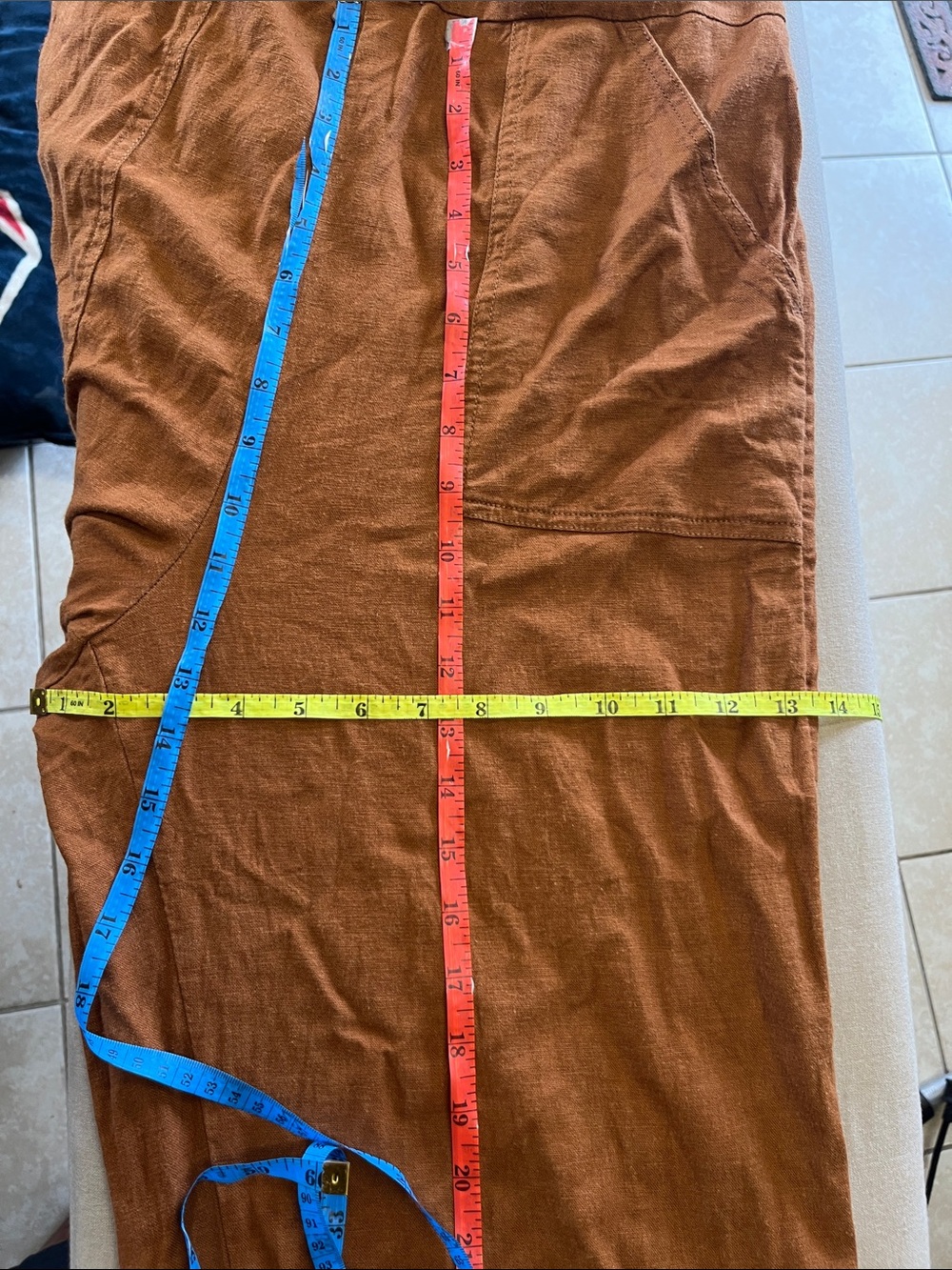 Old Navy Rust-Brown Wide-Leg Linen-Blend Jumpsuit with Buttons - Picture 15 of 16